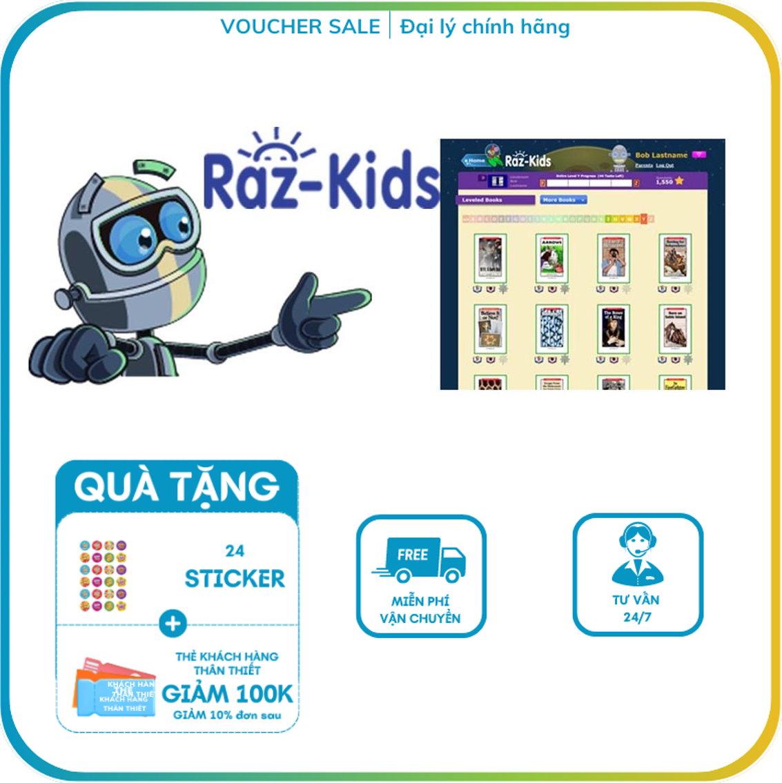 Mã học ứng dụng Raz-kids Tiêng Anh Razkids cho bé