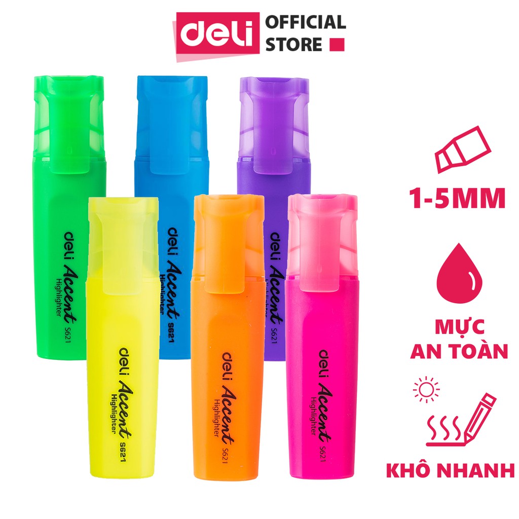 Bút Highlight ghi nhớ đánh dấu dòng nhiều màu DELI - ES621