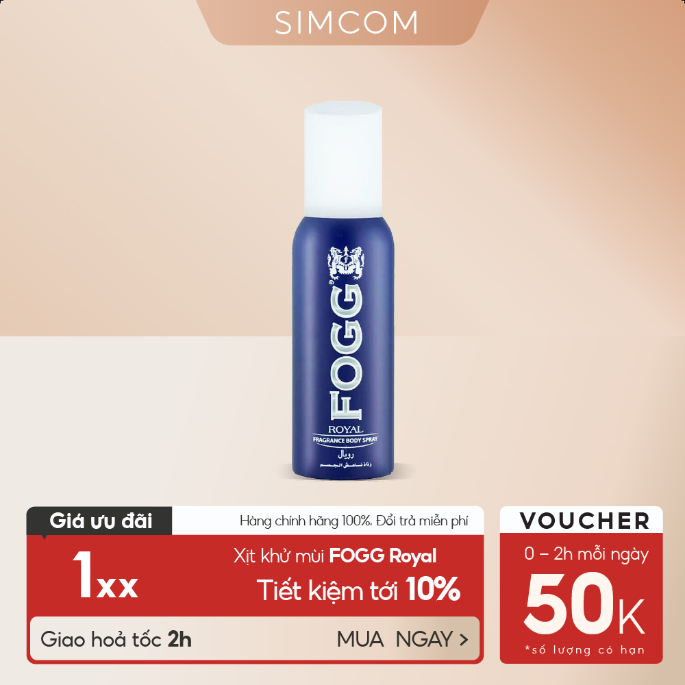 Xịt toàn thân hương nước hoa FOGG Royal 120ml chính hãng dubai, lưu hương lâu 4-5 tiếng, mạnh mẽ lịch lãm, body mist dành cho nam, Simcom