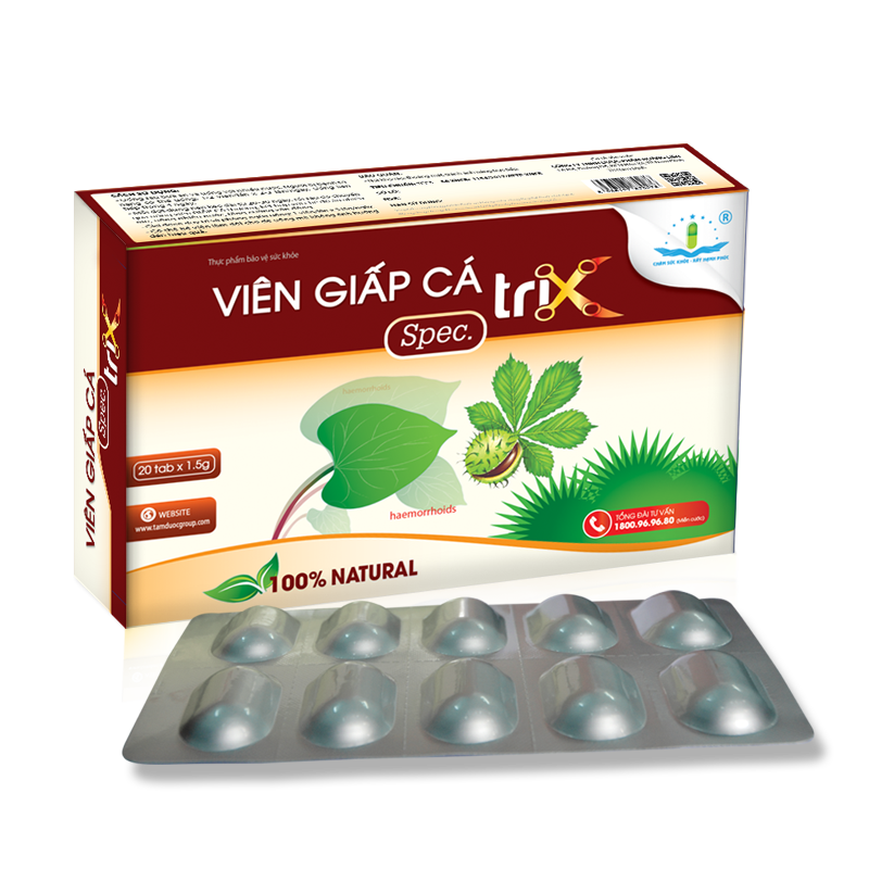 Viên giấp cá Spec Trix - hộp 20 viên trĩ, táo bón, suy giãn tĩnh mạch