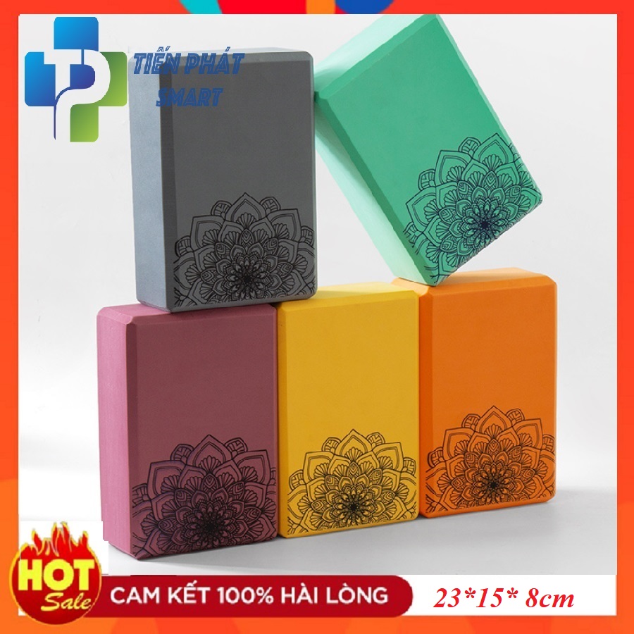 [Lấy mã giảm thêm 30%]Gạch tập Gối tập Yoga xốp Eva in hoa mandala 23x15x8cm - Chất liệu PVC xốp cao cấp bền đẹp Tienphatsmart