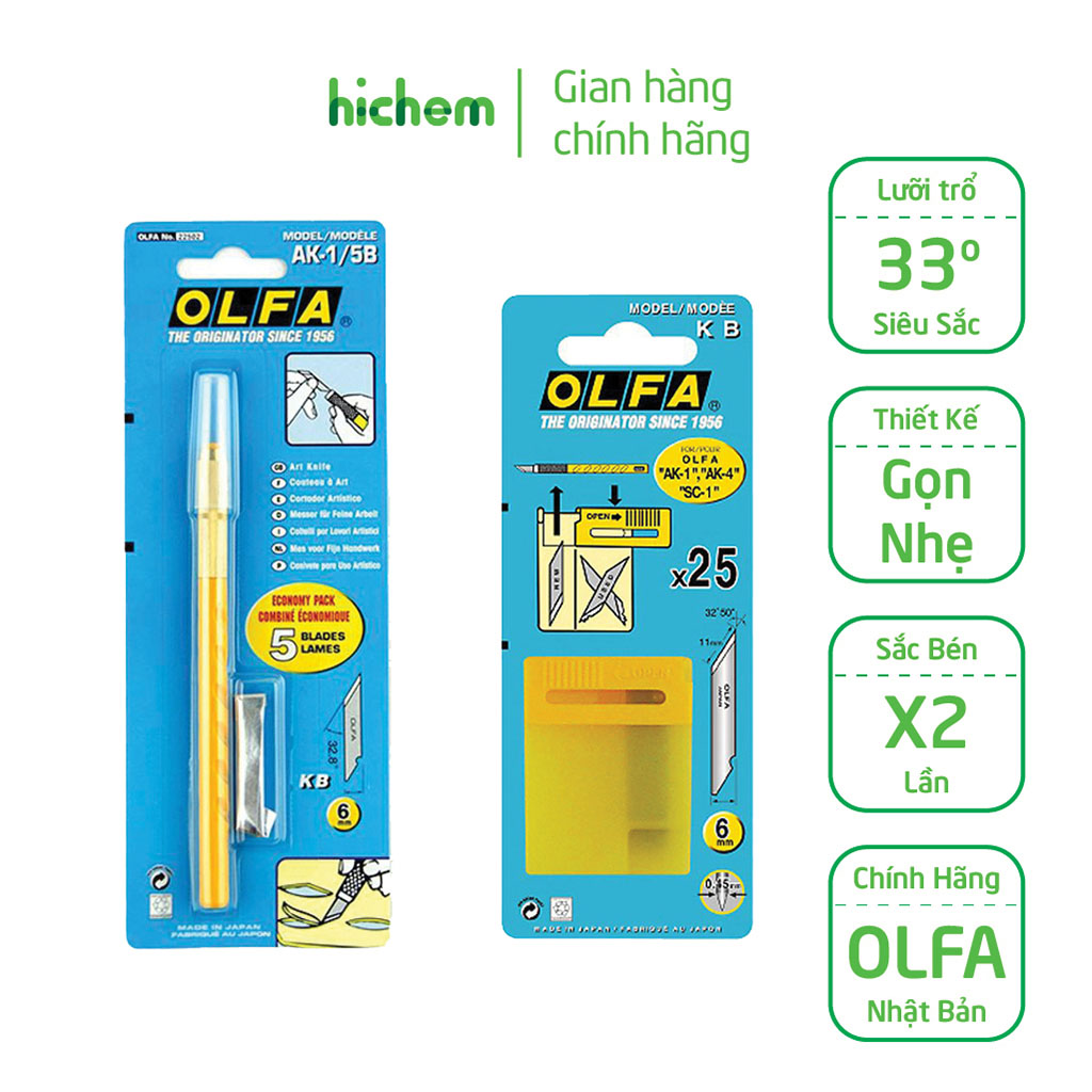 Dao trổ olfa ak-1 và lưỡi dao kb 25 lưỡi đi kèm
