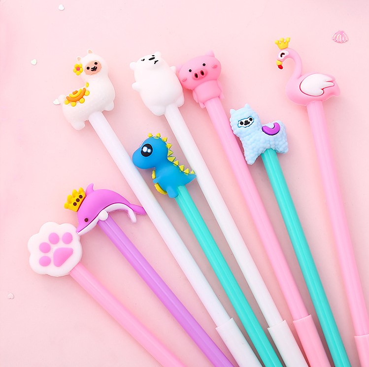 Set gel bút nước kèm túi zip đựng nhiều họa tiết dễ thương 20 cây nhiều màu sắc đa dạng phong phú giá 3k