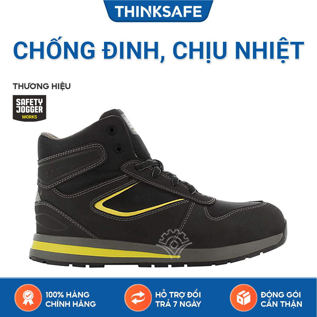 Giày bảo hộ lao động nam Jogger Speedy S3 da Nubuck cao cấp, chống đinh, chống giập ngón, đế chịu nhiệt 300 độ C, cấu tạo phi kim Thinksafe