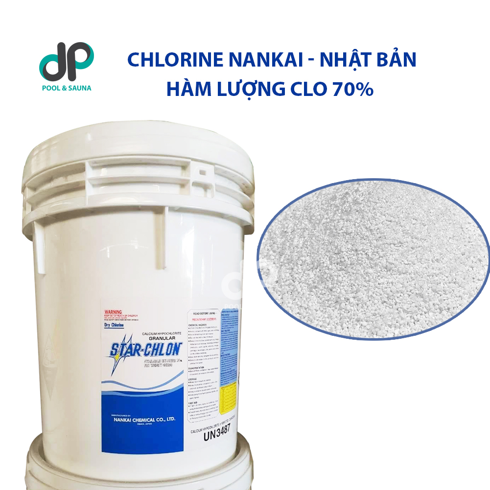 Chlorine 70% Nankai Nhật Bản, clorin 70% NANKAI NHẬT thùng 5kg - Xử lí nước hồ bơi, nước thải sinh hoạt, diệt rêu tảo, khử trùng, tẩy trắng đa năng