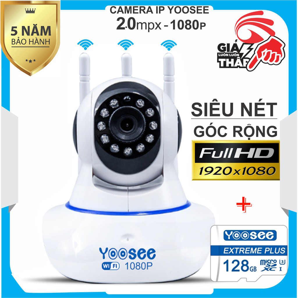 [SALE 50%Bảo hành 5 Năm] Camera WIFI YOOSEE 3 Râu 2.0MP FULLHD xoay 360 độ siêu nét tích hợp cảm biến hồng ngoại , camera WIFI KHÔNG DÂY ghi âm , đàm thoại 2 chiều lưu trữ video