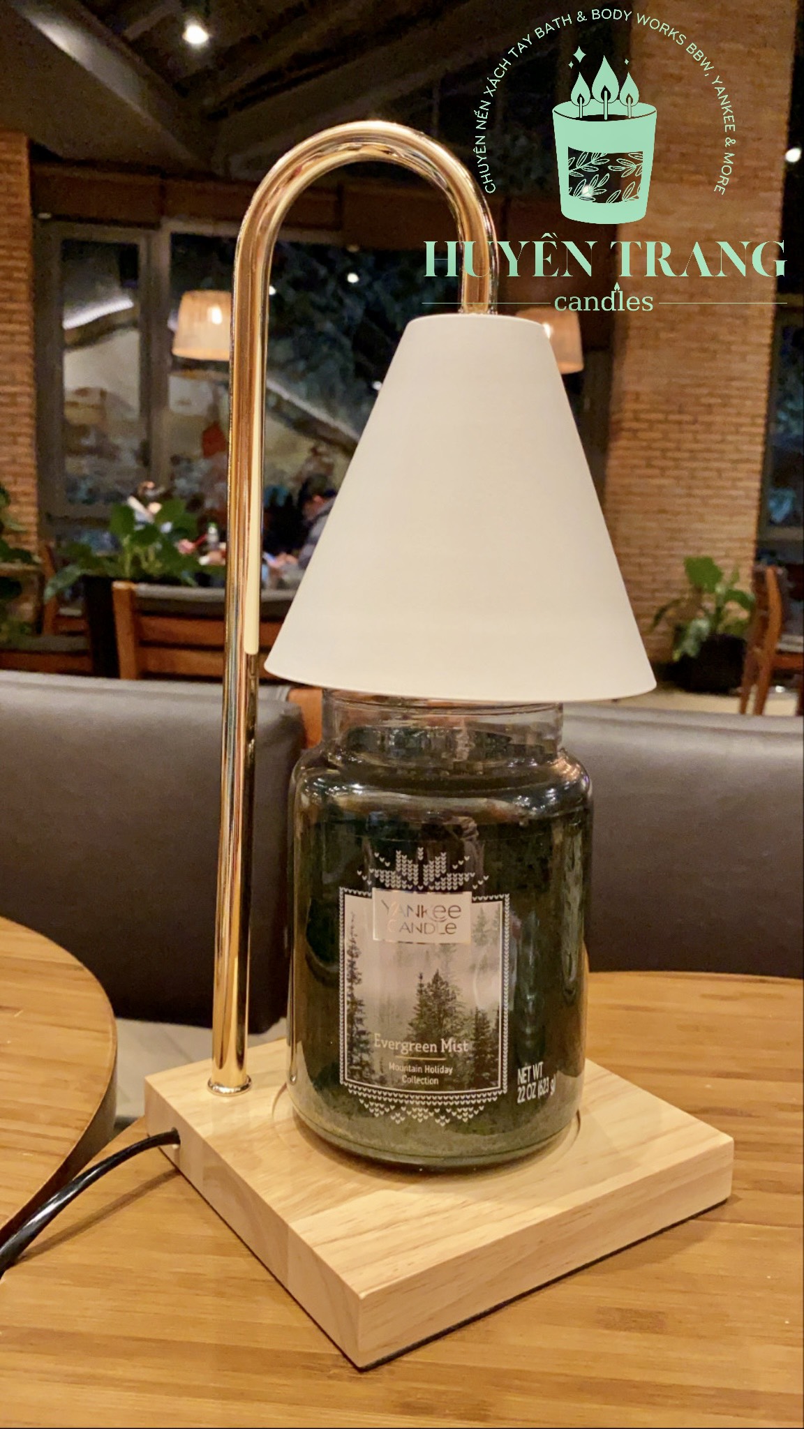 Đèn Đốt Nến Đế gỗ Điều chỉnh Nhiệt độ [ Mua kèm 1 bóng sơ cua 0 đ - BH 30 ngày] - Huyền Trang Candles