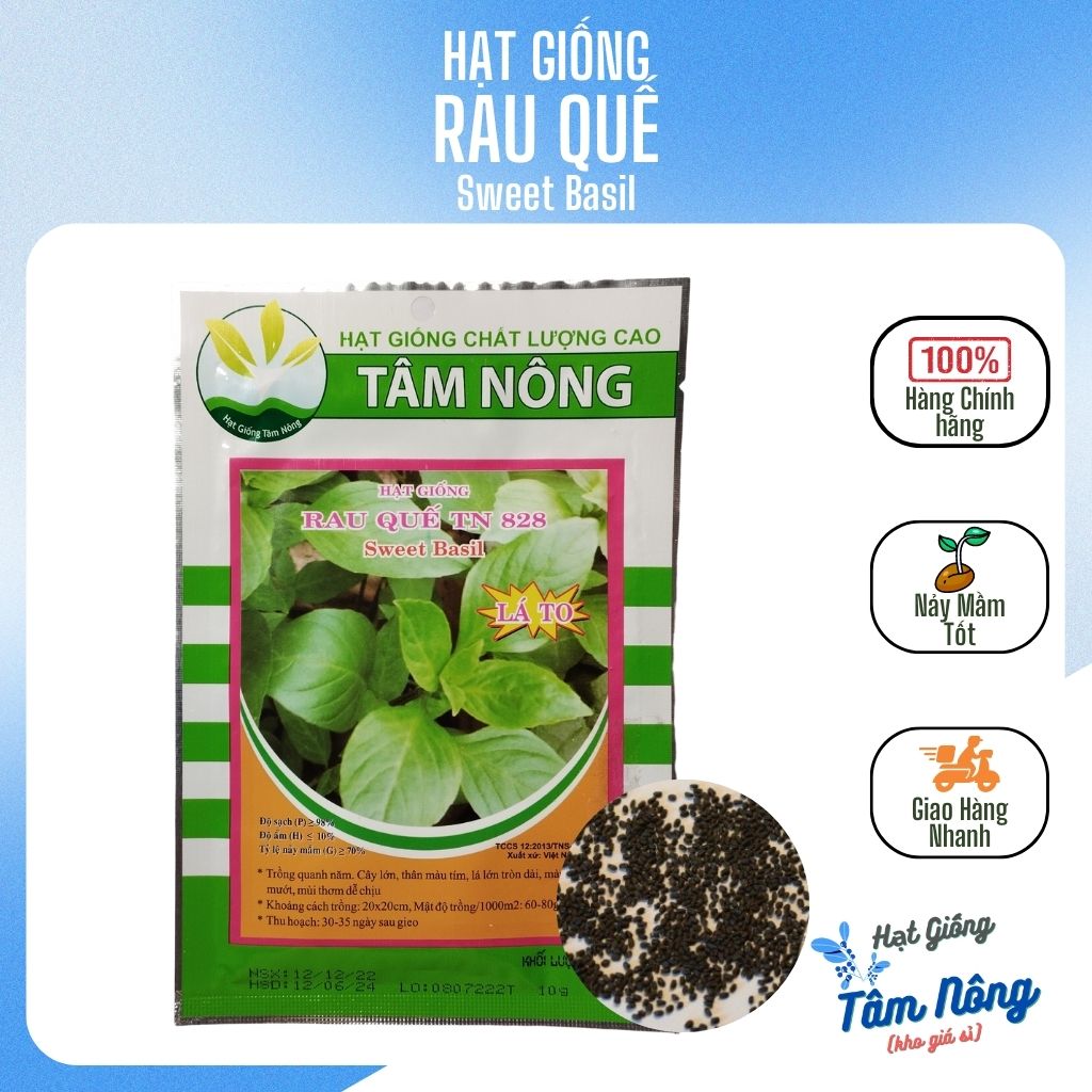Hạt giống rau quế tn 828 tâm nông gói 10g. freeship đơn hàng từ 29k