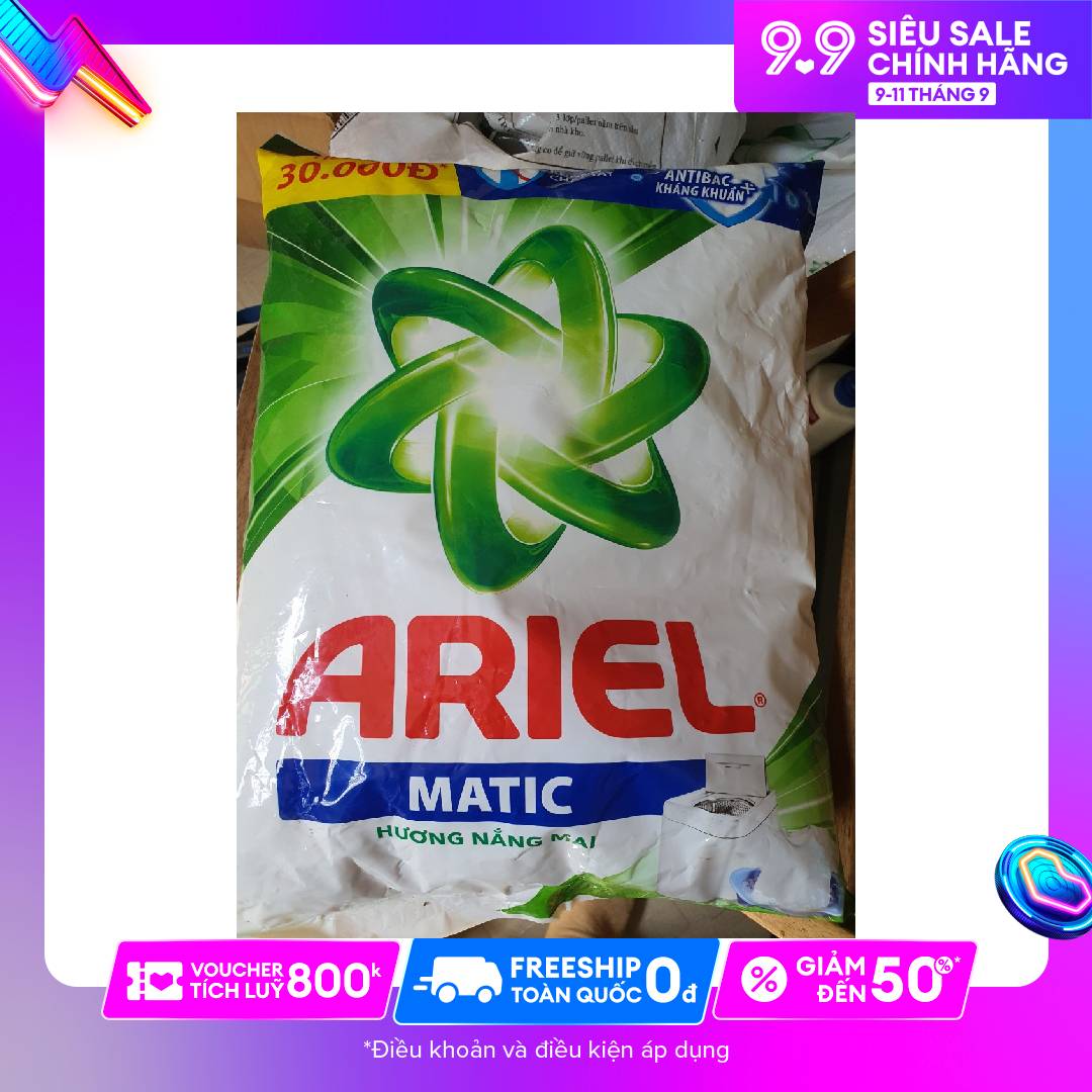 Bột giặt Ariel Sạch Hoàn Hảo - Khử Mùi Hôi, hương nắng mai túi 2.7kg