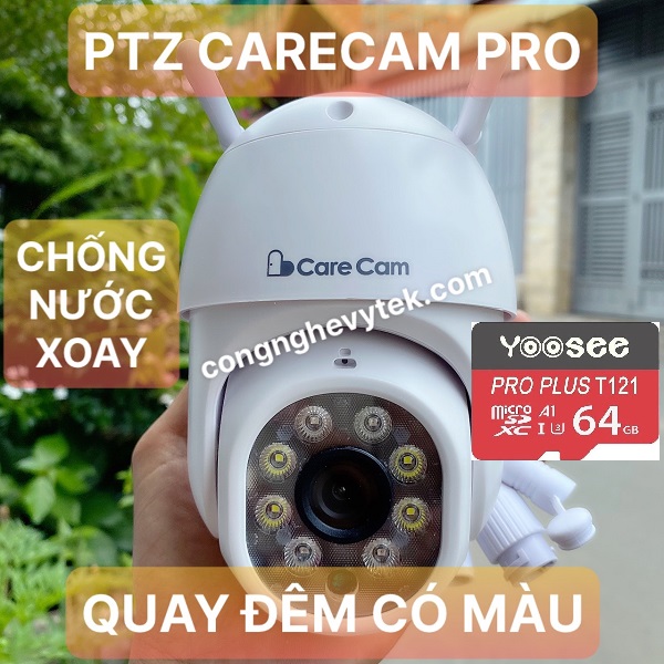 Camera ip wifi ptz carecam pro hk20 fhd1080 - chống nước xoay 360 độ