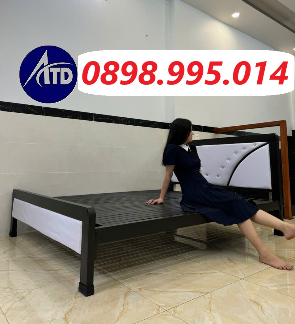 Giường sắt hộp 4x8, giường ngủ 2-3 người hộp 48 cứng cáp mẫu đơn giản sang trọng 1M2,1M4,1M6,1M8