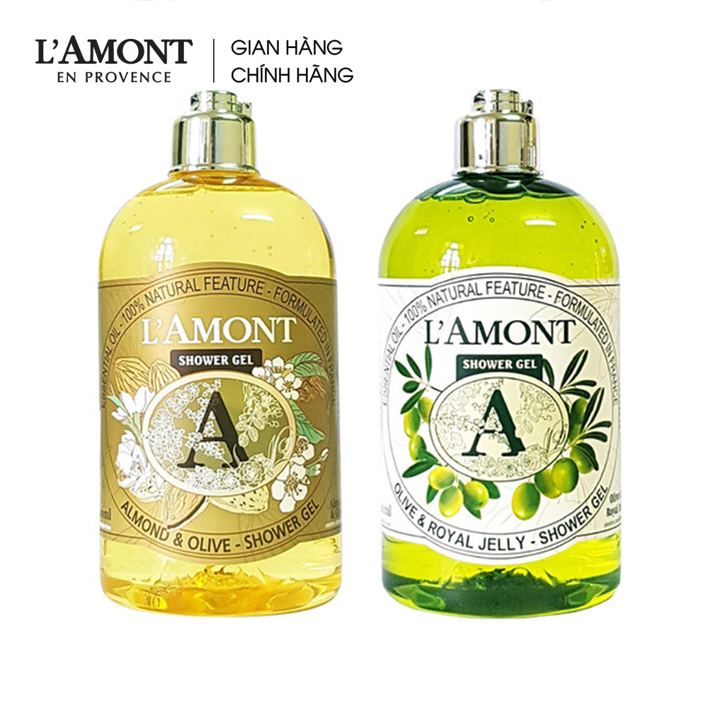 Combo Sữa tắm Almond hương hạnh nhân 500ml và Sữa tắm Olive hương ô liu 500ml - L'amont En Provence