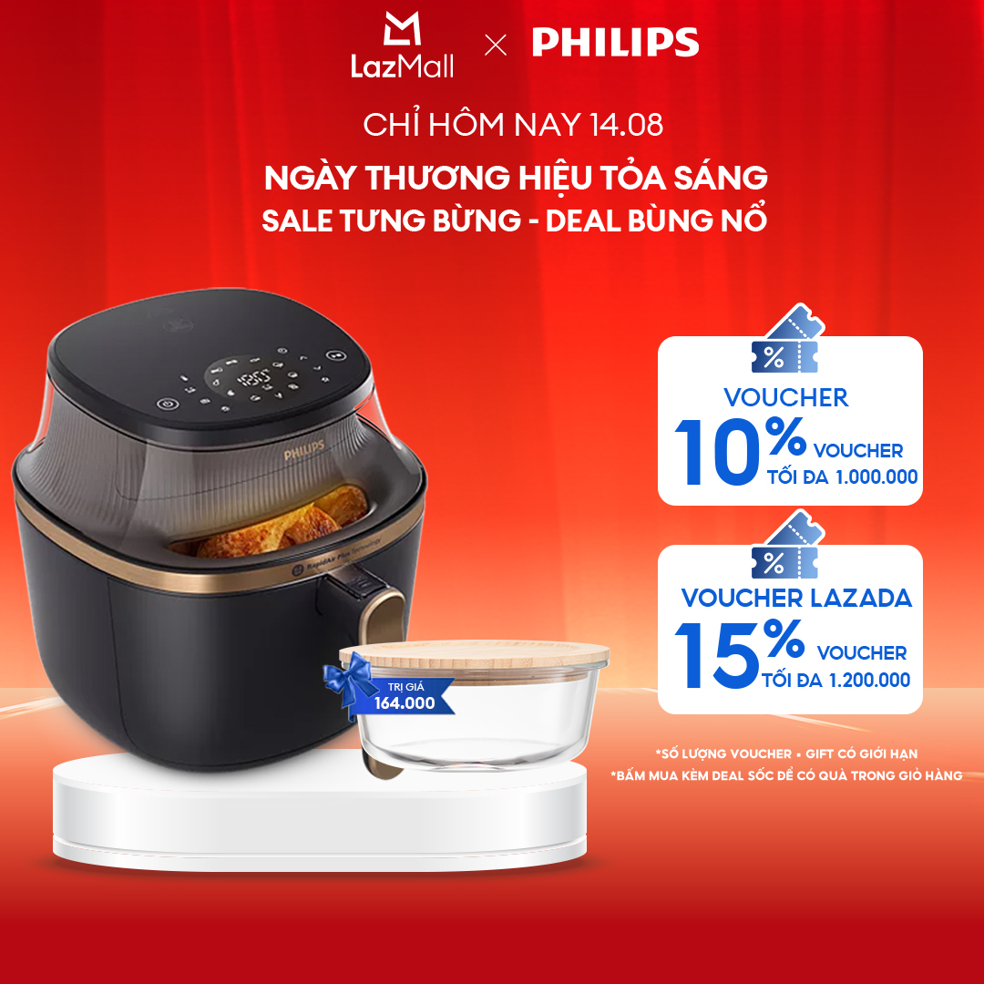 Nồi Chiên Không Dầu Philips NA342/00 cảm ứng 16 trong 1|7.2L|RapidAir Plus Mới, Giòn hơn - Hàng Chính Hãng