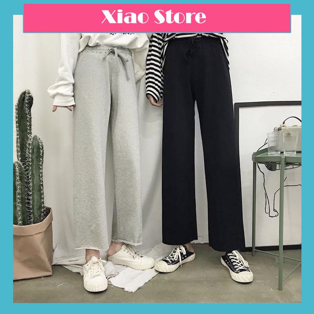 Quần nỉ ống rộng suông nam nữ xiao chất đẹp - Quần Nỉ Thun Ống Rộng IRU Nam Nữ Unisex