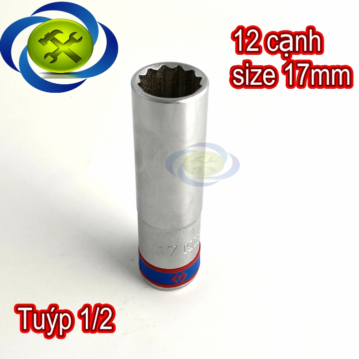 Tuýp 1/2 inch 17mm 12 cạnh màu trắng loại dài kingtony 423017m