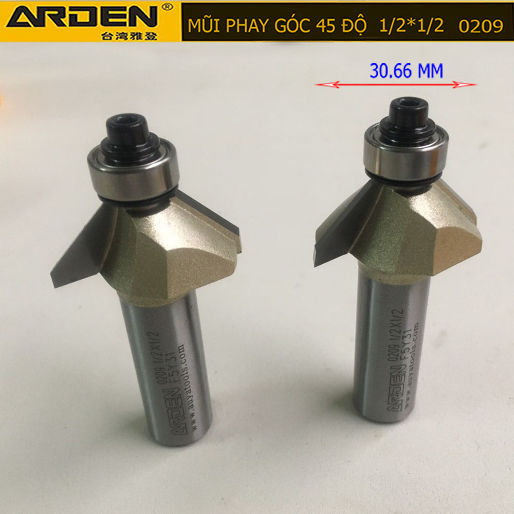Mũi phay góc 45 độ arden 1/2*1/2 0209 cốt 12.7mm