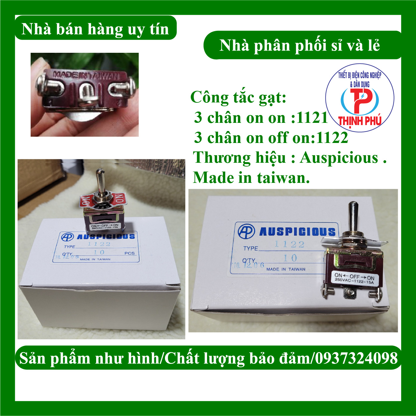 Công tắc gạt sắt 3 chân on off on 1122-5 cái -công tắc gạt sắt on off đài loan