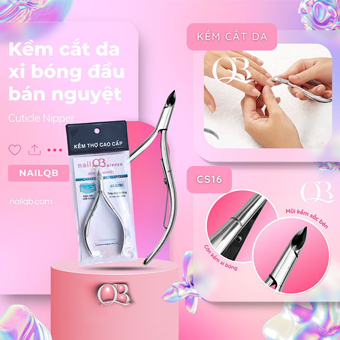 Kềm cắt da (kềm nhặt da) chuyên nghiệp xi mạ cao cấp NailQB kềm đầu tròn - đầu vuông