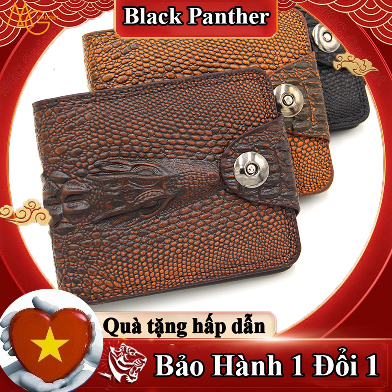Ví da nam Vân cá sấu Phong Cách Da PU gấp gọn