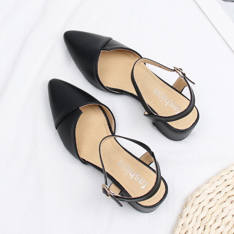 Sandal cao gót , sandal mũi nhọn gót vuông 5cm 2 màu cực đẹp