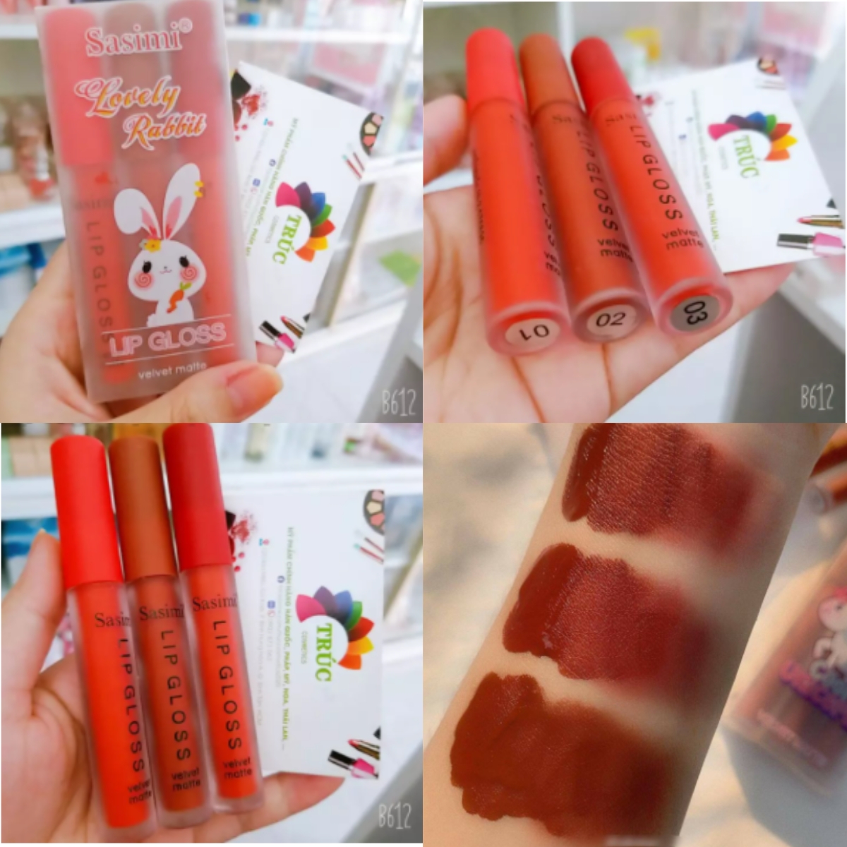 Set Son Thỏ Sasimi 3 cây Lovely Rabbit Lip Gross Thái Lan