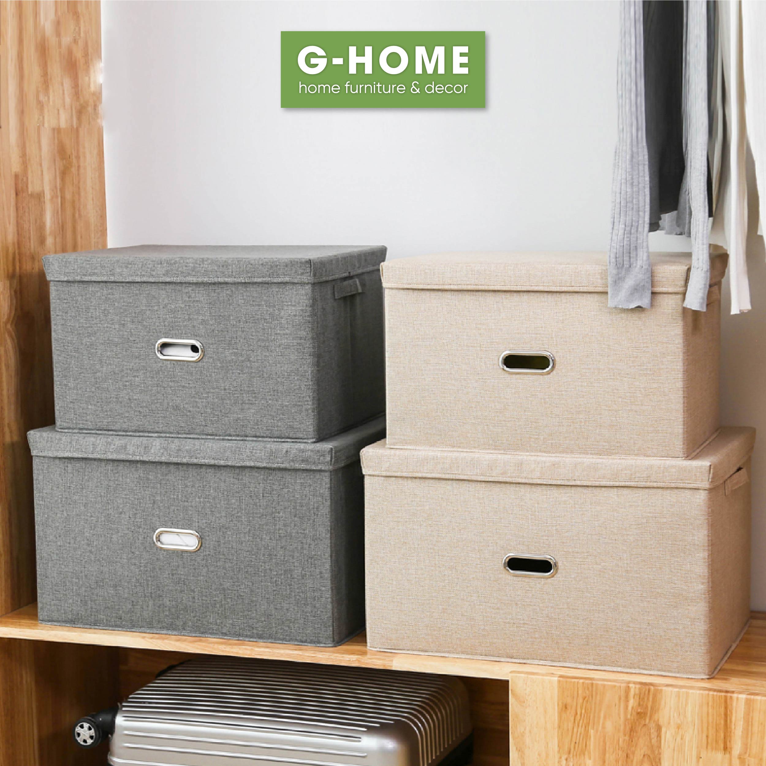 Hộp vải đựng đồ STORAGE BOX Ghome đa năng, thùng đựng quần áo có nắp rời đậy chắc chắn an toàn TV03