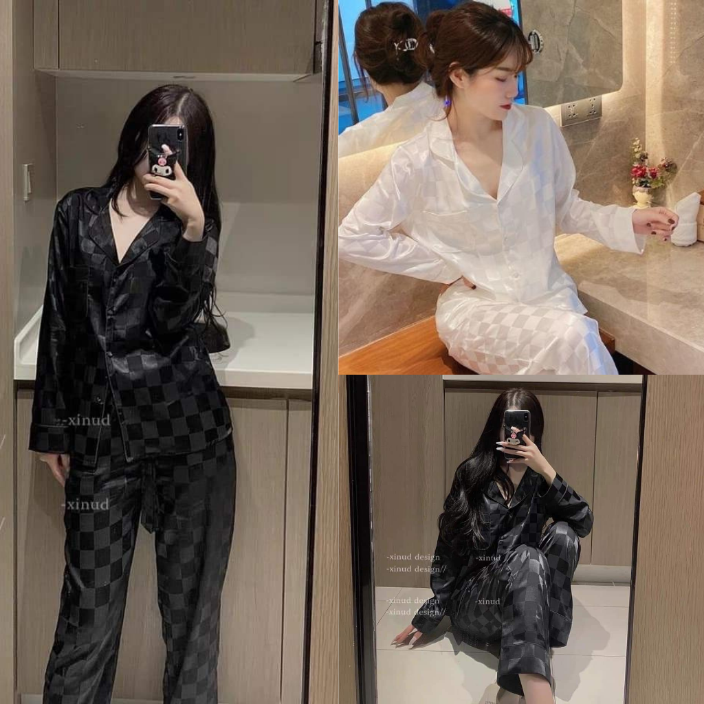 Bộ pijama tay dài- quần dài chất lụa lụa gấm