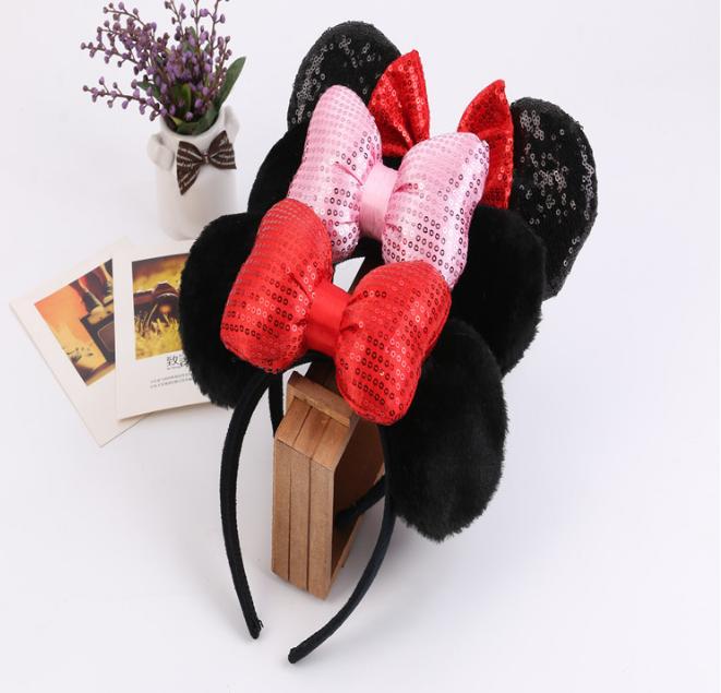 Cài tóc cài tóc nữ cài tóc nơ chuột Mickey 2 màu đỏ hồng cute cài tóc xinh cho bé