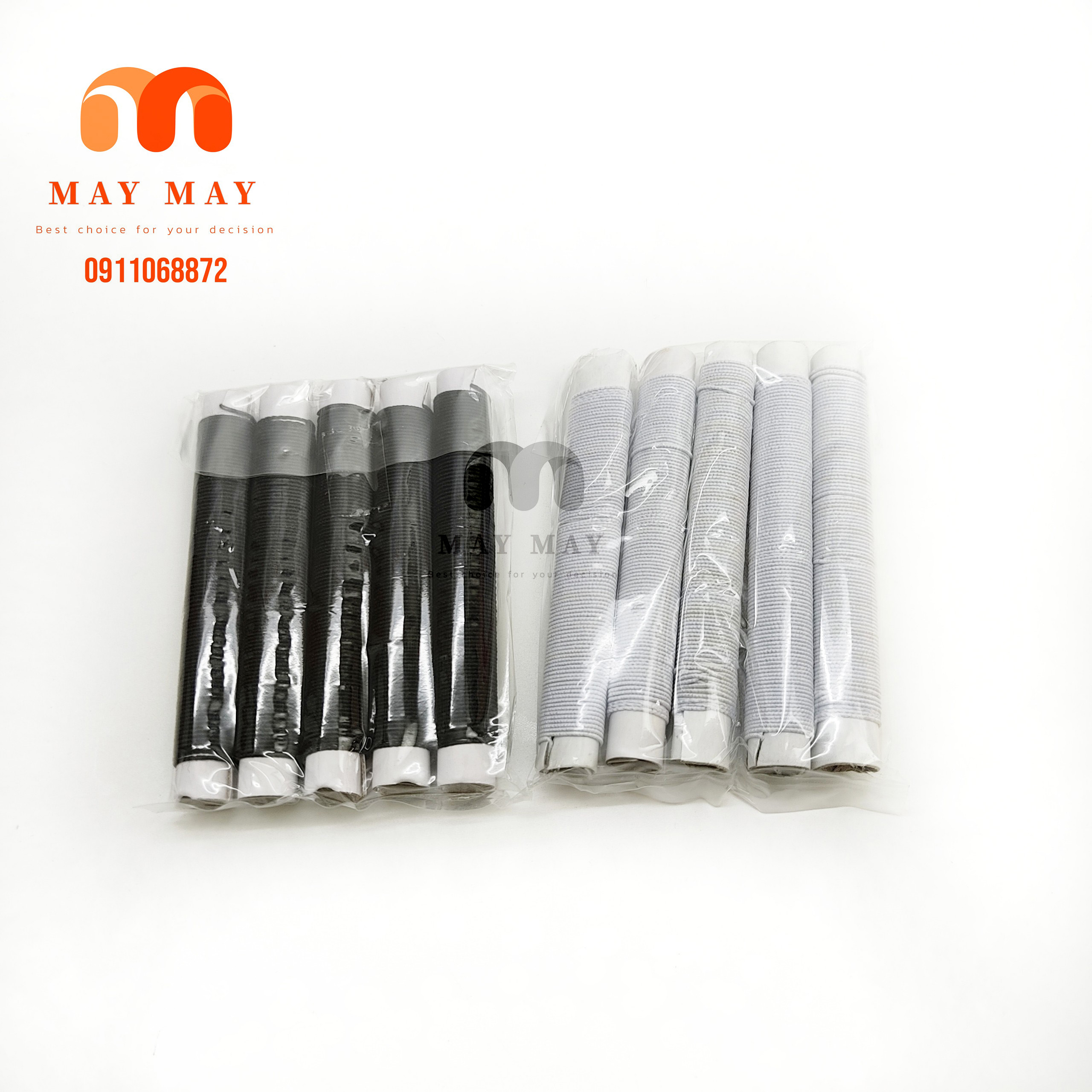 Chỉ chun set 5 cuộn - Thun chỉ nhún áo đầm có 2 màu trắng đen