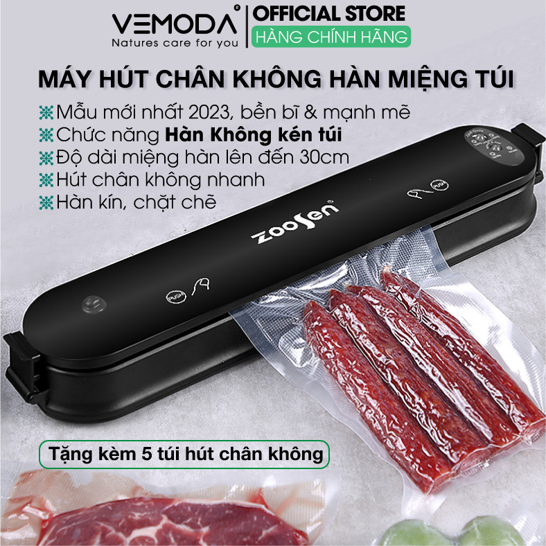 Máy Hút Chân Không Thực Phẩm Hàn Miệng Túi Cao Cấp (Chỉ dùng Túi nhám). Máy hút chân không mini. Máy Hút Chân Không Gia Đình Zoosen Vacuum Sealer , Tặng Kèm 5 Túi