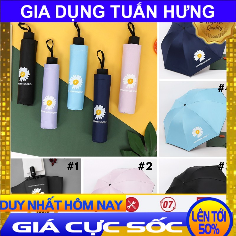 [ CÓ VIDEO - ẢNH THẬT ] Ô dù họa tiết hoa cúc 2 lớp chắc chắn, Ô dù che mưa gấp gọn chống tia UV họa tiết Hoa Cúc Hàn Quốc