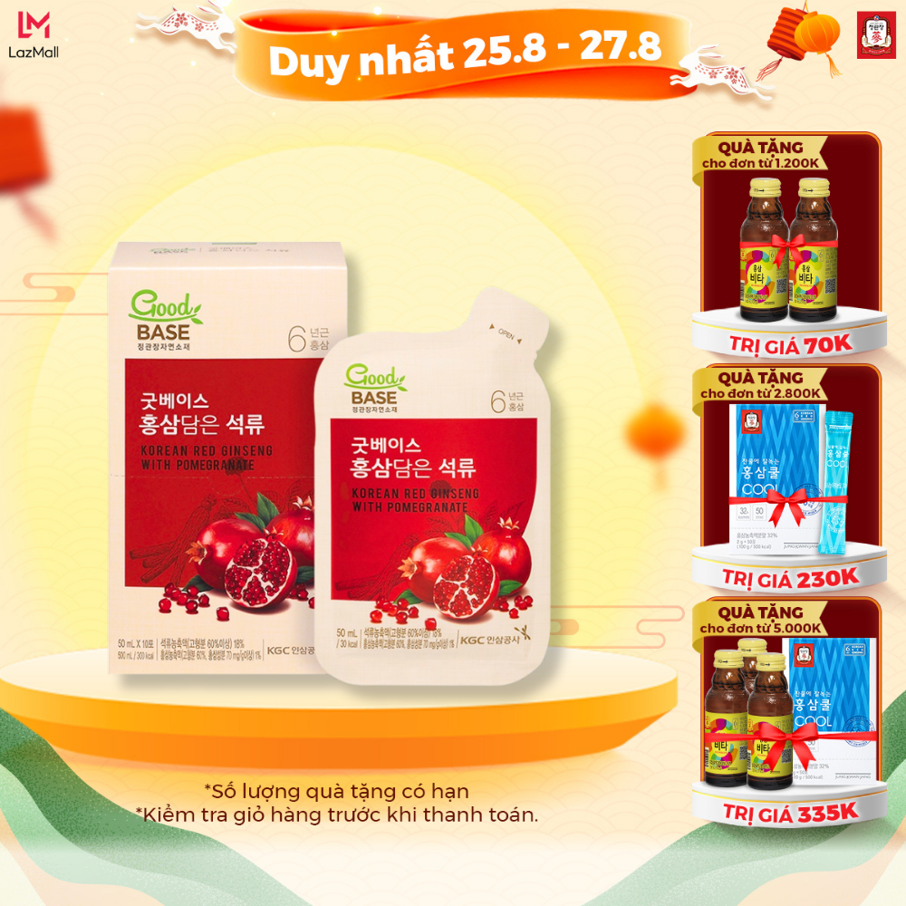 Nước hồng sâm lựu đỏ hàn quốc goodbase kgc jung kwan jang