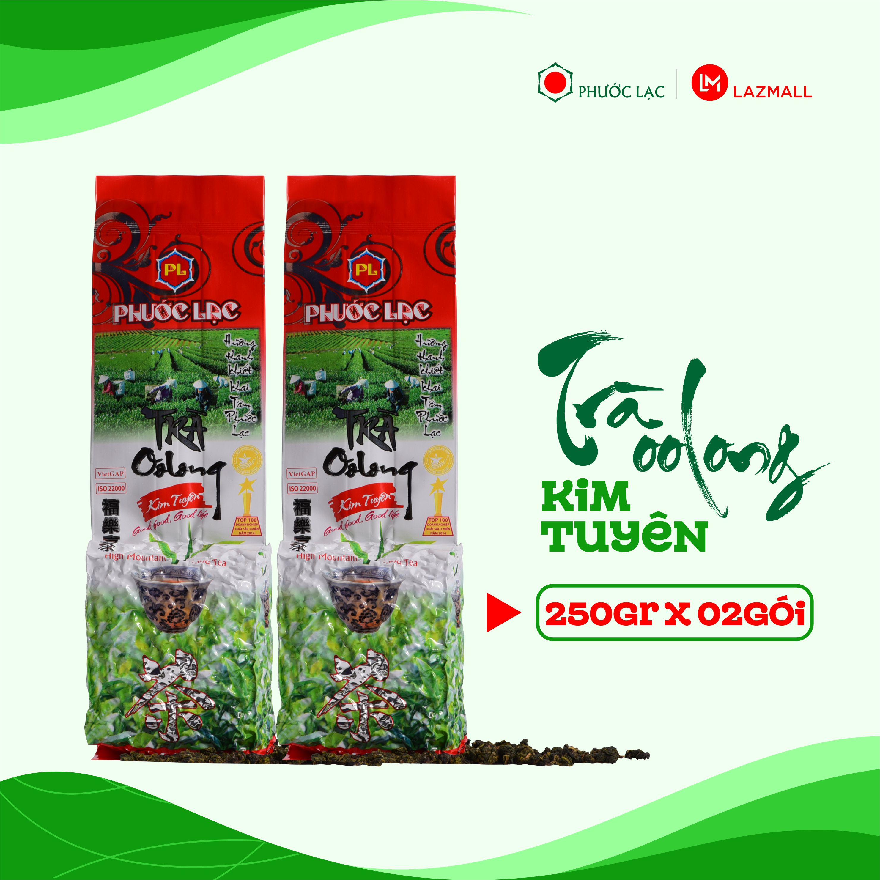 Trà Oolong Kim Tuyên Cao Cấp 250gam, Hương thanh khiết, Túi chân không, tiện dụng - Trà Oolong Phước Lạc