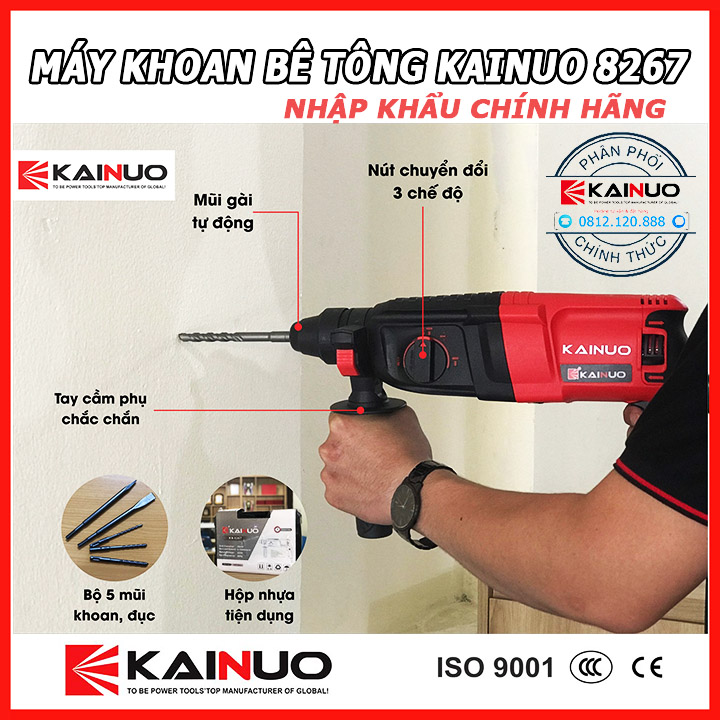 Máy khoan bê tông 3 chức năng kainuo 8267 800w