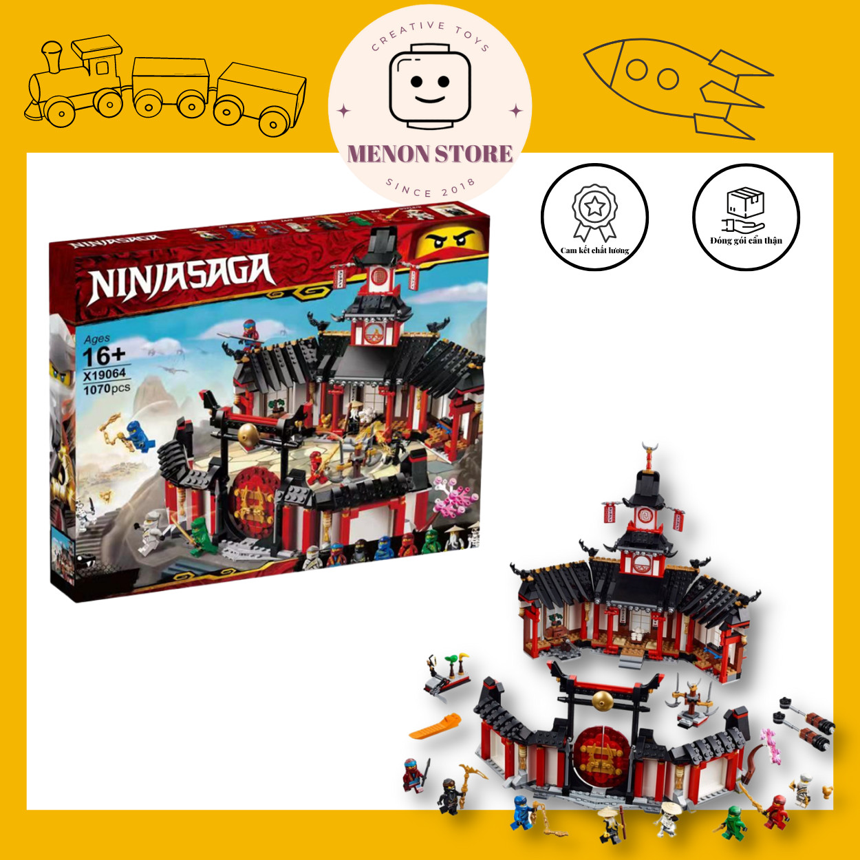 Đồ chơi lắp ráp Ninja Go 90015 X19064 06098 Ngôi đền tu luyện võ đường