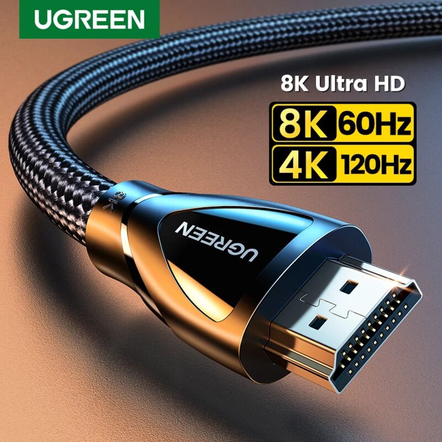 Cáp hdmi 2.1 chính hãng ugreen 80404 80405 50731 60633 hd140 ultra hd 8k x 4k@60hz 48gbps cao cấp dây mềm