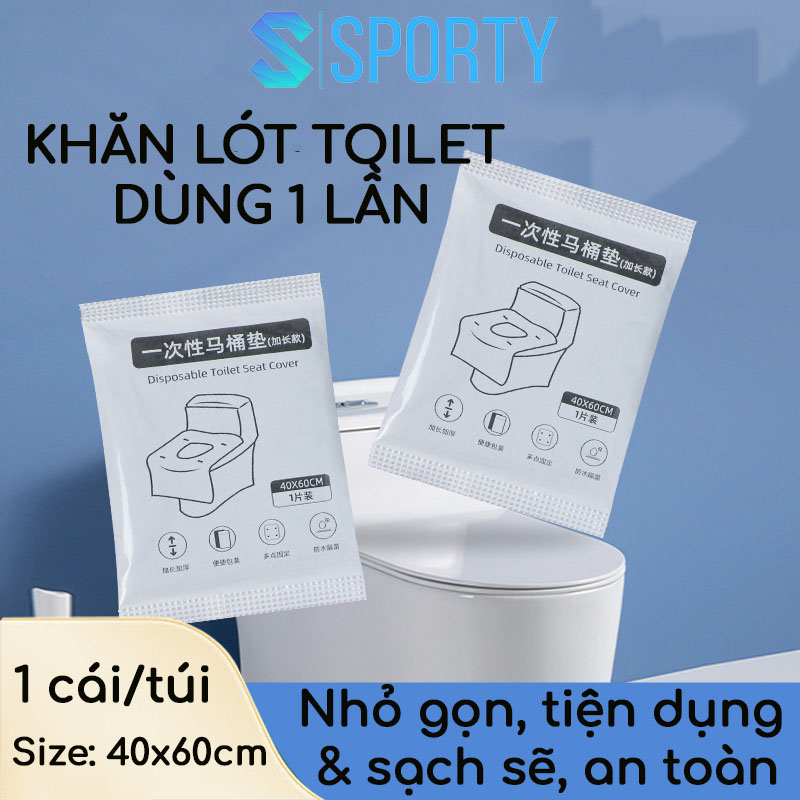 Miếng giấy lót toilet tự phân hủy SPORTY, miếng lót bồn cầu chống thấm nước, dính chắc chắn, nhỏ gọn, tiện dụng.