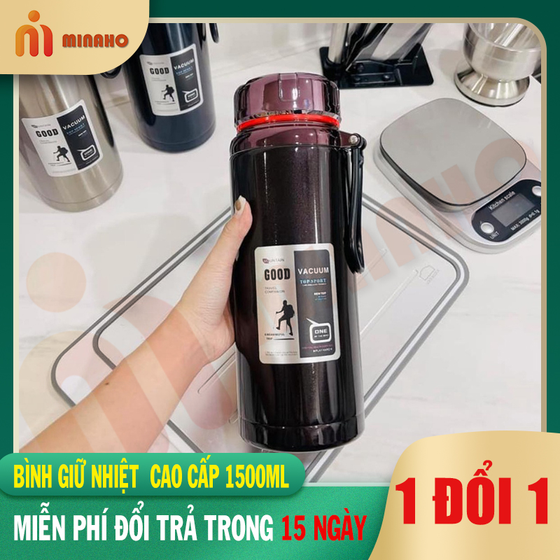 Bình Giữ Nhiệt Cao Cấp 1500ml Vacuum- Bình Giữ Nhiệt Kim Cương Siêu Đẹp, Chất Liệu Inox 304 Siêu Bền