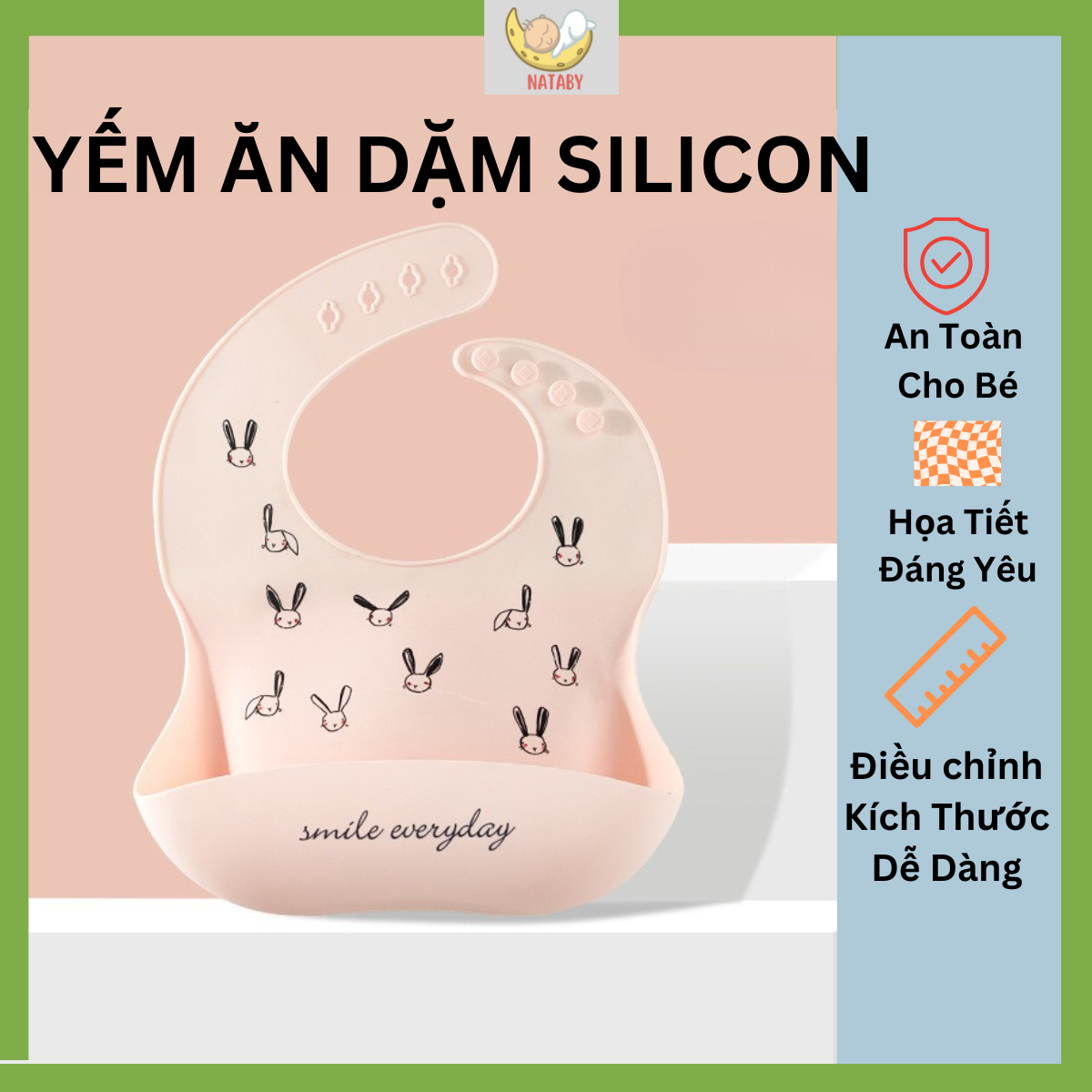 Yếm Ăn Dặm Silicone Cao Cấp Có Máng Hứng Hiệu Quả Cho Bé Ăn Dặm