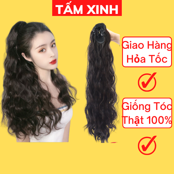 Tóc giả nữ đẹp, kiểu tóc nữ giả xoăn xù mỳ dạng kẹp dài thời trang cao cấp tóc giả hàn quốc hàng loại 1- ĐUÔI XÙ MỲ 55CM