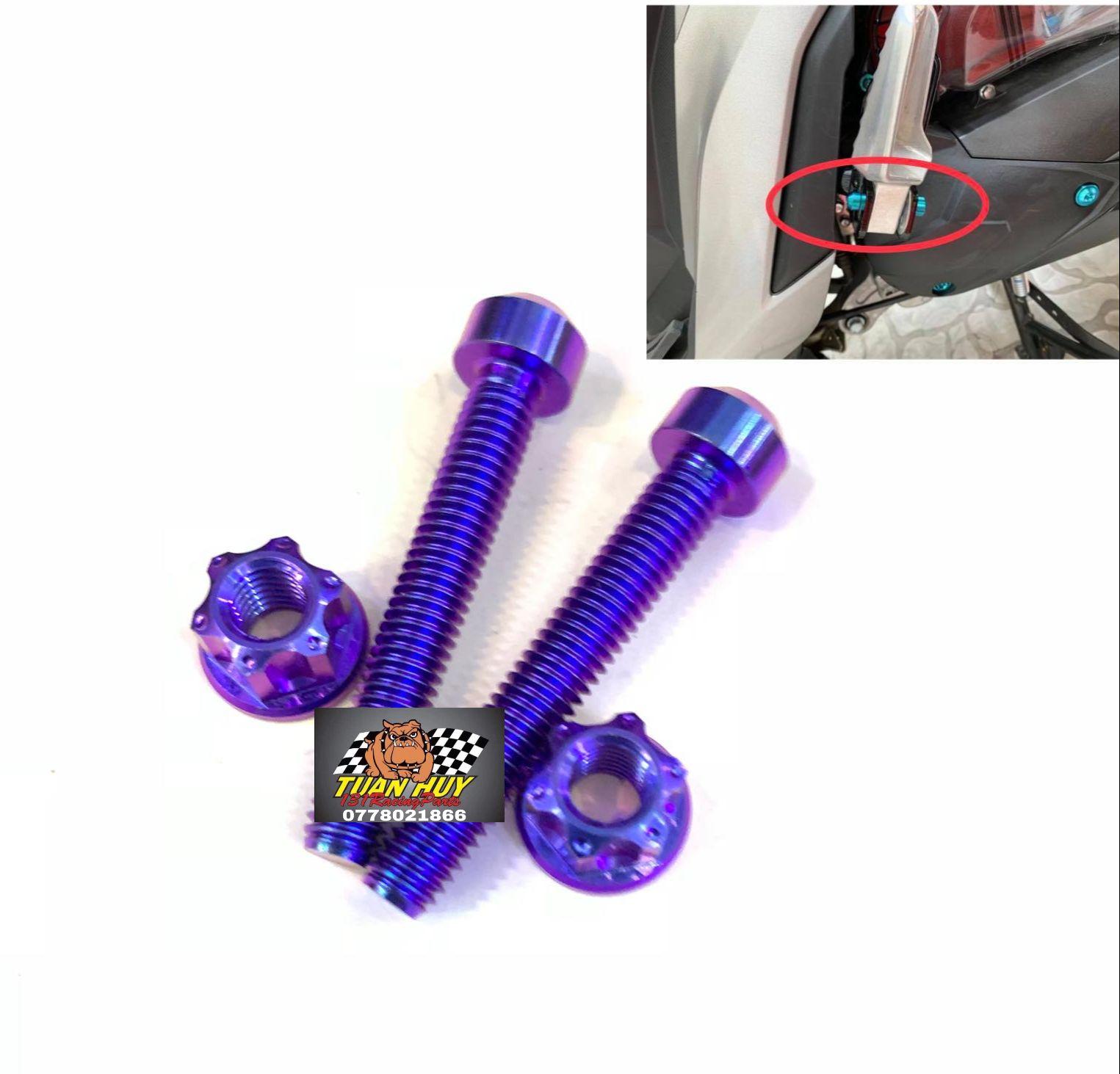  Bộ 2 Ốc + 2 Tán 6li40 trụ xỏ gác chân sau Titan Gr5 cho Ab ,Wave  Vario  Click  Vision  Winner 