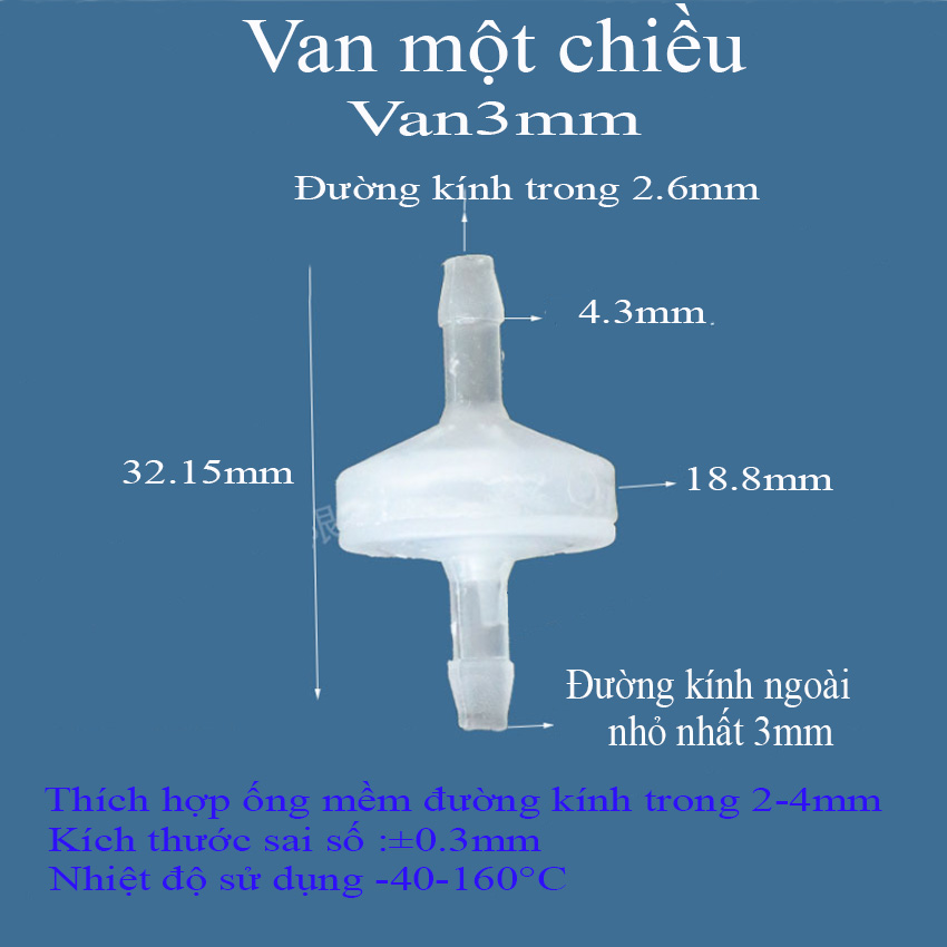 Van nước một chiều cho ống mềm, vanoxi,vanmica