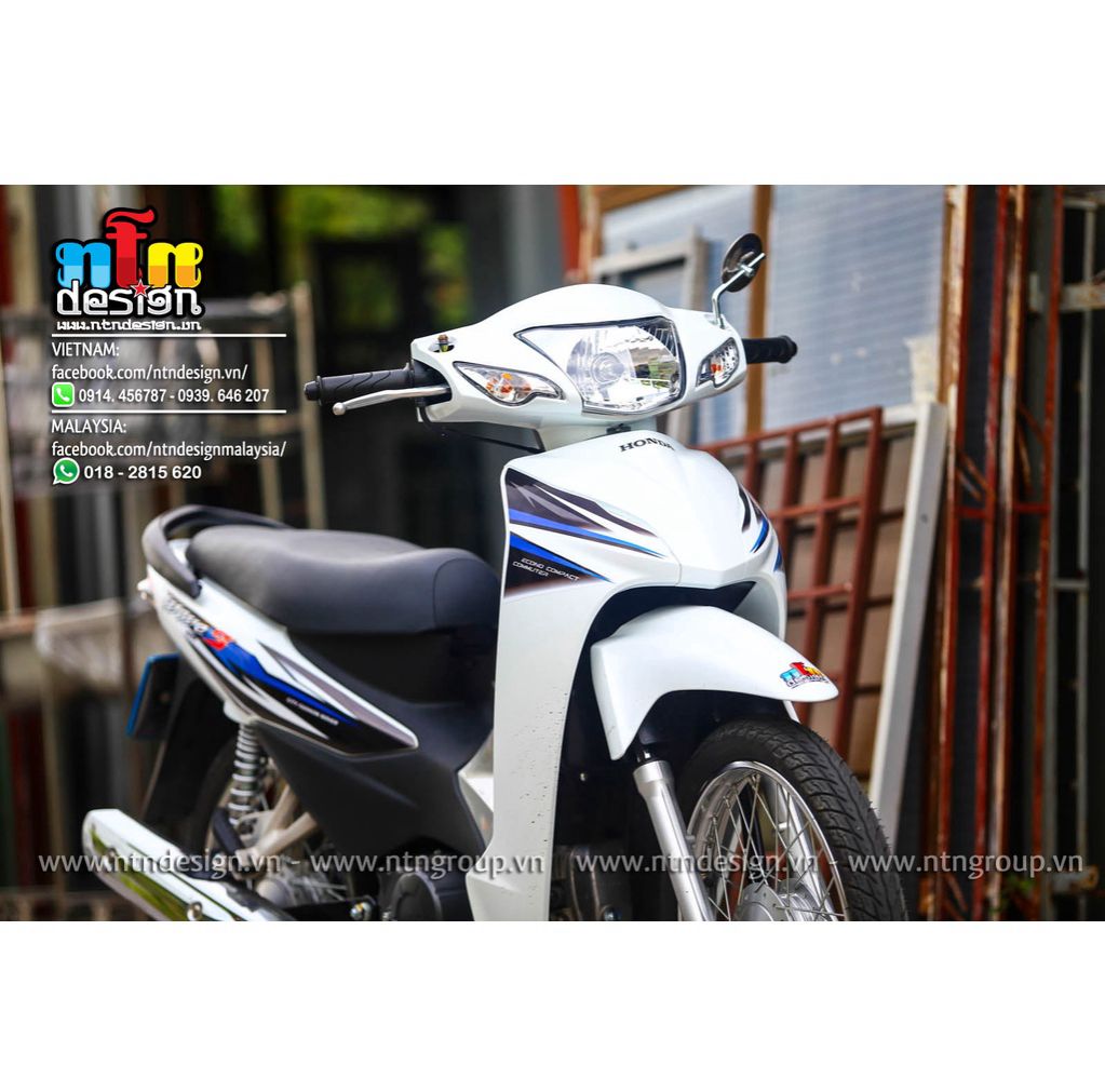 Tem rời dán xe wave a 110 mẫu trắng đen xanh