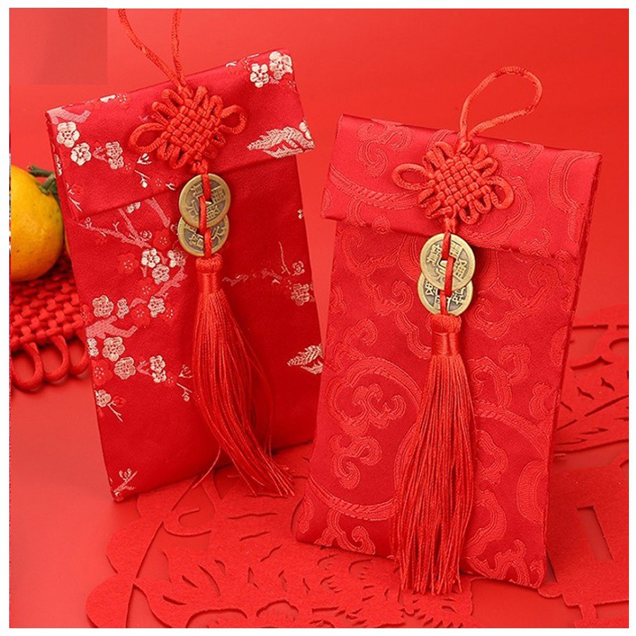 Bao Lì Xì Vải Gấm Nhiều Hoa Văn Cao Cấp Cưới Hỏi Nạp TàiNgày Tết