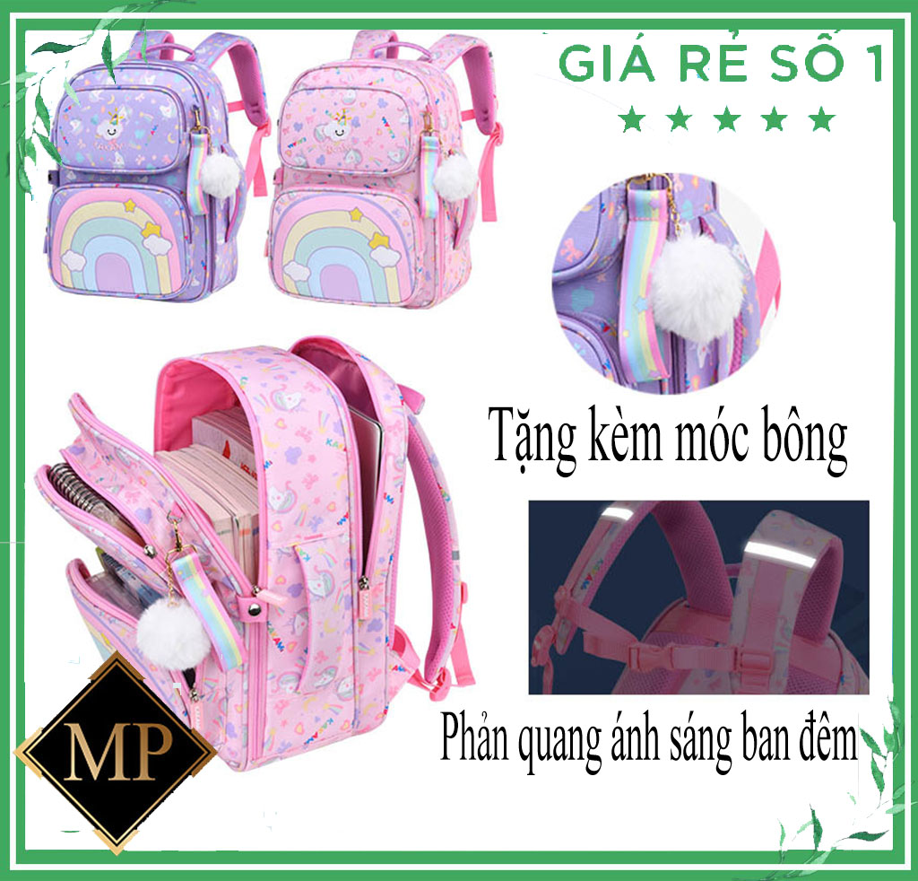 [Dòng cao cấp- Size 40cm] Balo công chúa cho bé gái từ lớp 1- lớp 5, cặp sách đi học cho bé gái tiểu học, balo học sinh cấp 1 chống gù lưng, chống thấm nước.