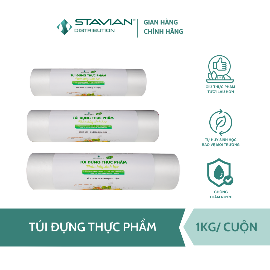 Túi đựng thực phẩm tự hủy sinh học Green Eco cuộn 1kg