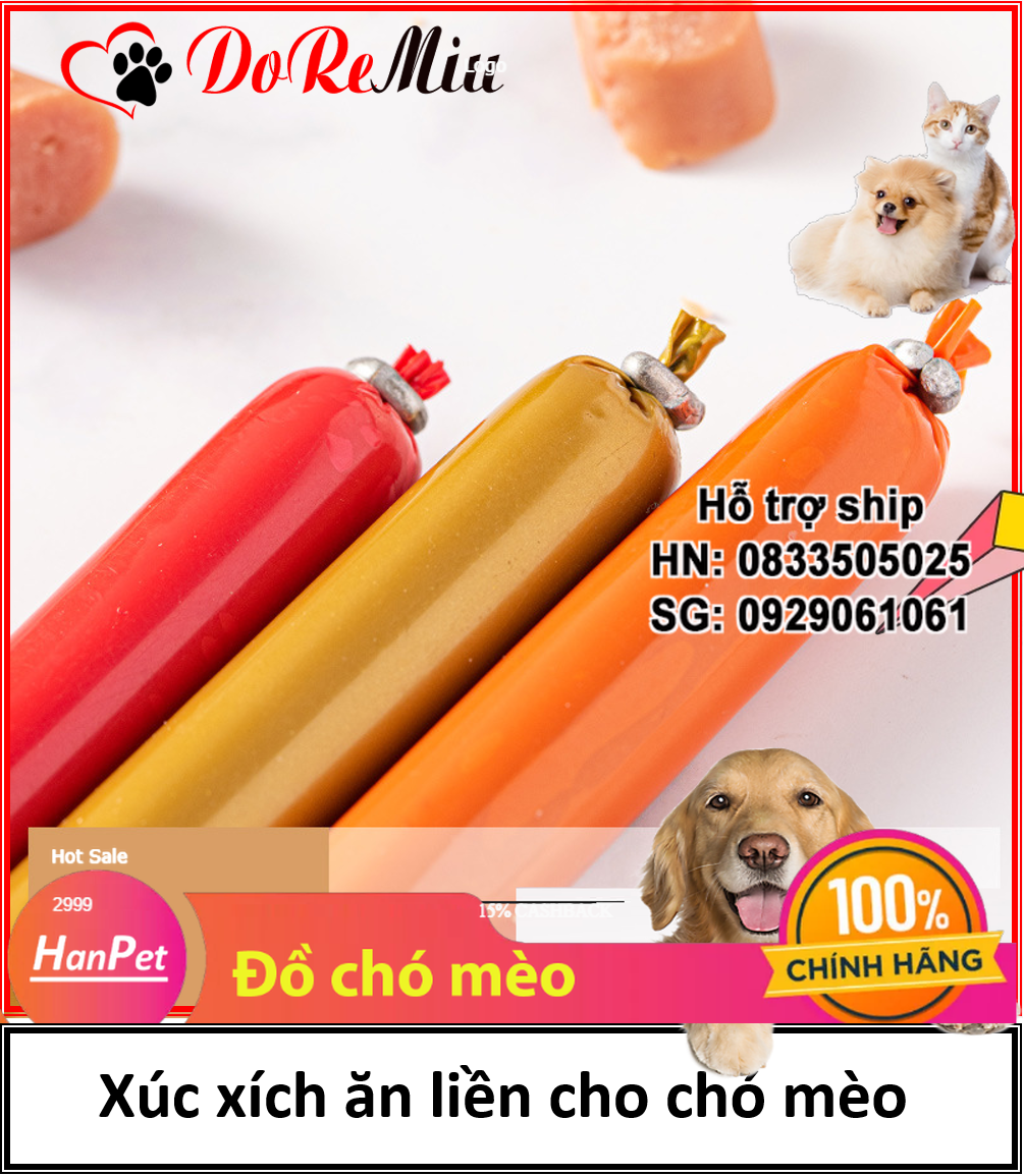 Hanpet Xúc xích chó mèo 3 vị cho thú cưng