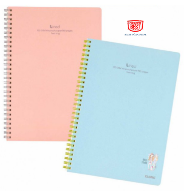 Vở B5 kẻ ngang Klong bìa nhựa gáy lò xo kép, sổ Klong MS 580/581/582