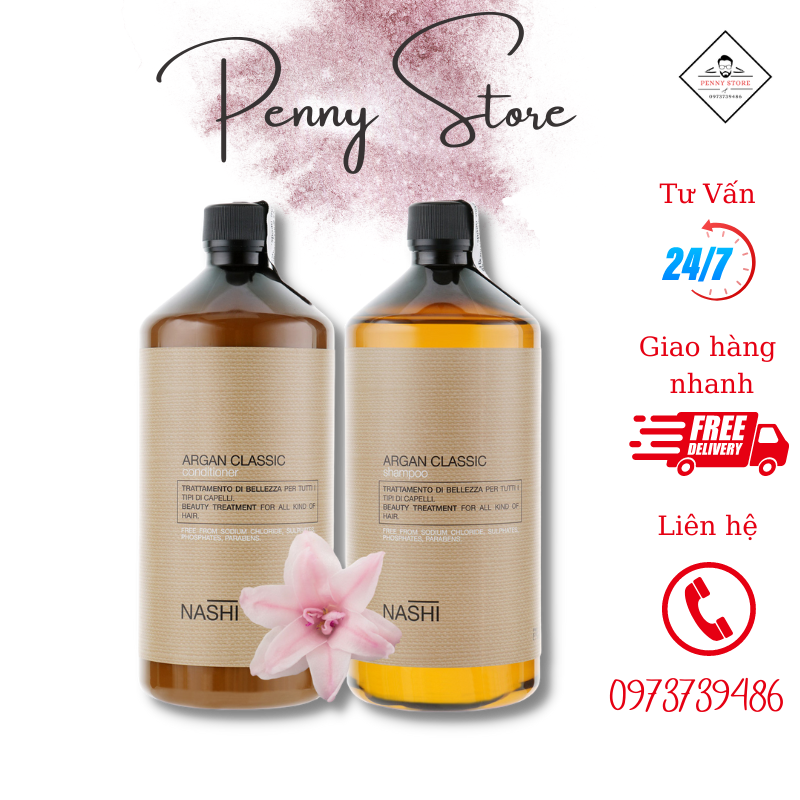 Dầu gội đầu Nashi Argan - phục hồi hư tổn chuyên sâu, siêu mềm mượt chai 1000ml