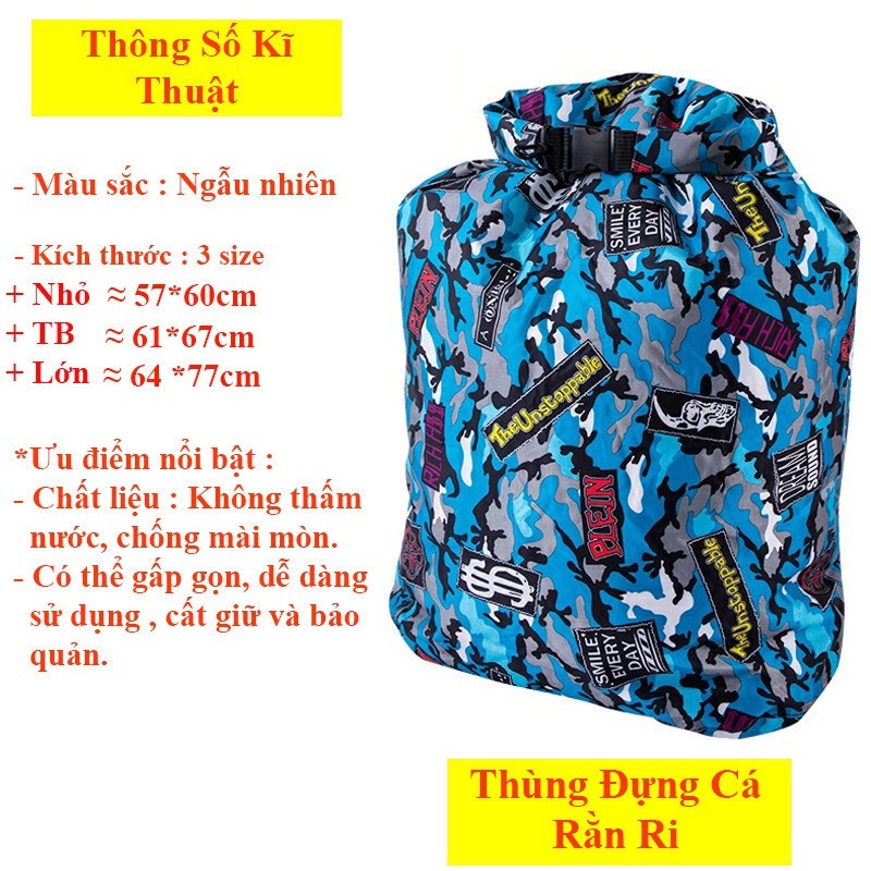 Túi đựng cá rằn ri gấp gọn, thùng đựng câu cá tiện lợi - túi đựng cá sống câu lure